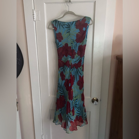 Fiori di Zucca 100% silk chiffon midi floral dress in US (M) - Picture 3 of 4